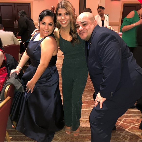 Dark Green Sparkly Jumpsuit - Picture 2 of 6